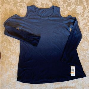 Blue Cut Out Blouse with Sleeves